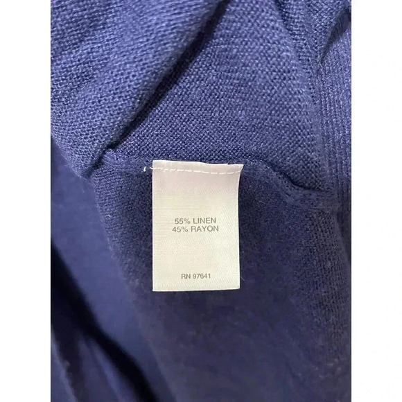 J. Jill Women's Linen Blend Back Pleat Cardigan Size Small Blue Relaxed Fit - Picture 4 of 6